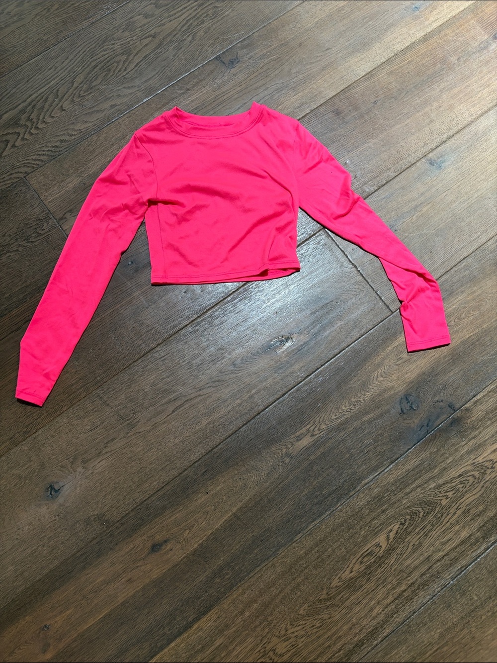 Tiger Friday Cropped Long Sleeve Top in Bright Pink